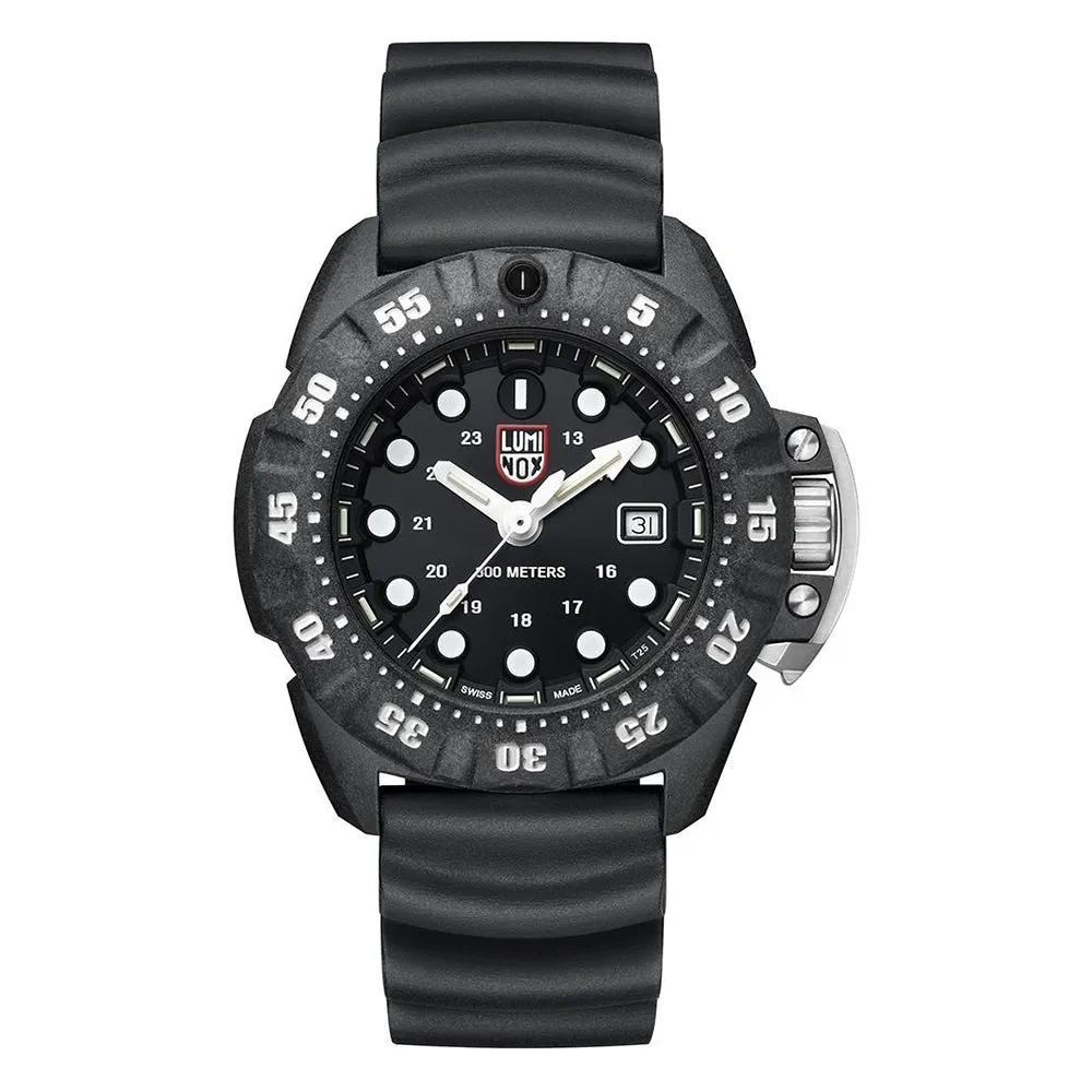 Luminox Men's Scott Cassell Deep Dive 1550 Series Black Rubber Band Black Analog Dial Quartz Watch - XS.1551