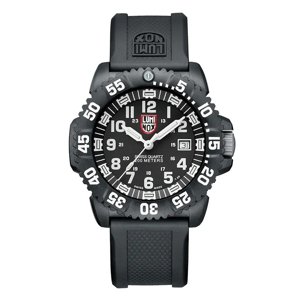 Luminox Navy Seal 3000 Black Silicon Band Black Dial Quartz Analog Watch - XS.3051.F