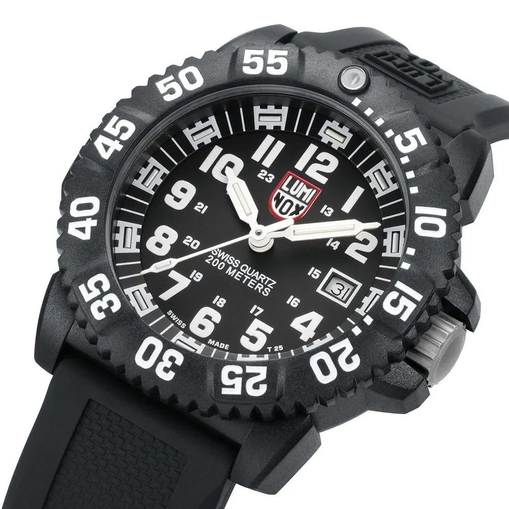 Luminox Navy Seal 3000 Black Silicon Band Black Dial Quartz Analog Watch - XS.3051.F