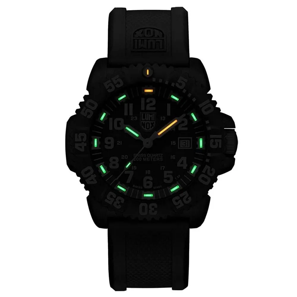 Luminox Navy Seal 3000 Black Silicon Band Black Dial Quartz Analog Watch - XS.3051.F