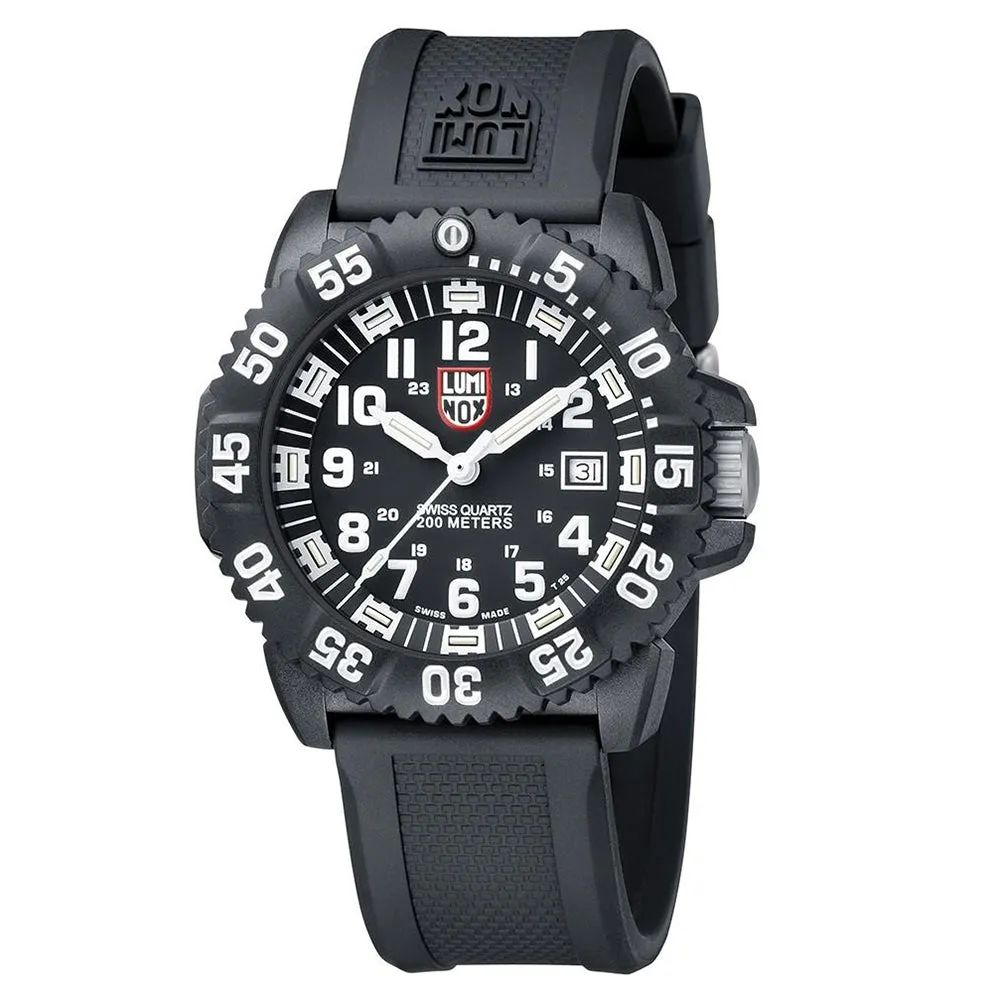 Luminox Navy Seal 3000 Black Silicon Band Black Dial Quartz Analog Watch - XS.3051.F