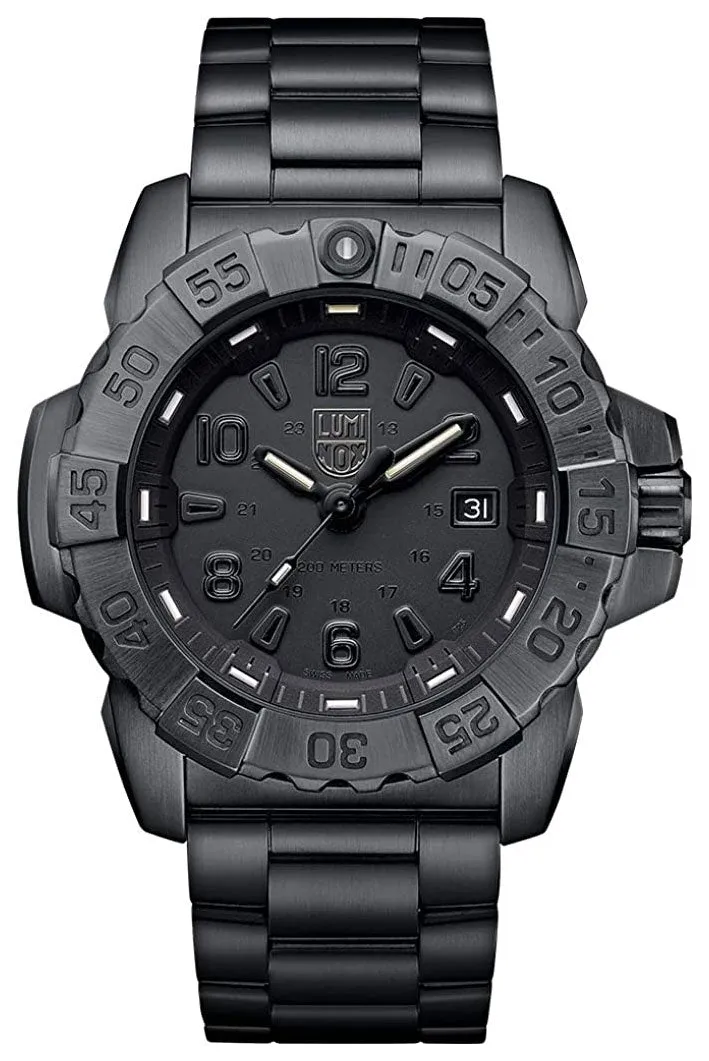 Luminox Navy SEAL Ion Plated Stainless Steel Black Dial Date Divers Quartz Mens Watch XS.3252.BO.L
