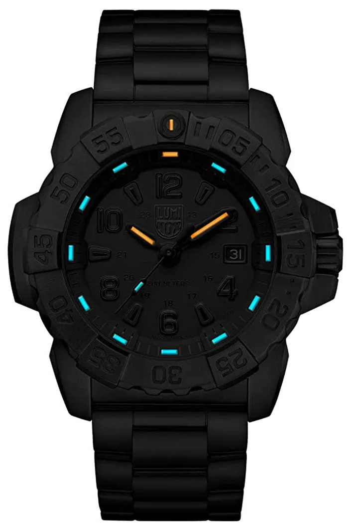 Luminox Navy SEAL Ion Plated Stainless Steel Black Dial Date Divers Quartz Mens Watch XS.3252.BO.L