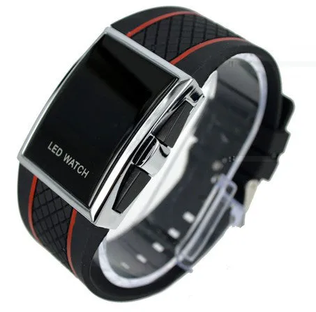Luxury LED Digital Watch Red & Blue Light Optional Fashion For Men Women's Sports Stainless Steel Wristwatch