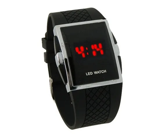 Luxury LED Digital Watch Red & Blue Light Optional Fashion For Men Women's Sports Stainless Steel Wristwatch