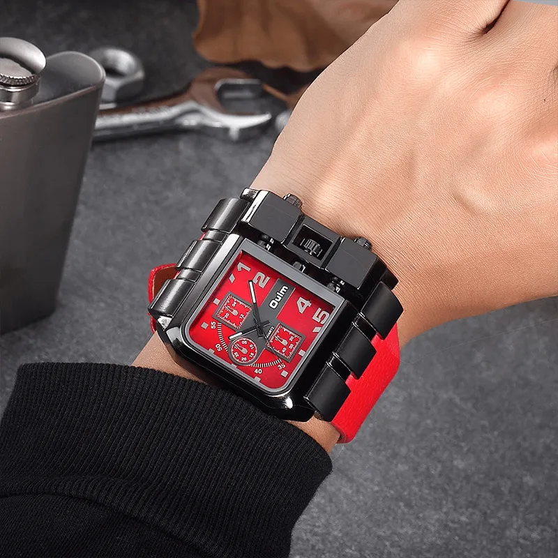 Luxury Square Dial Wide Strap Wristwatch / Fashion Quartz Watch with Unique Design