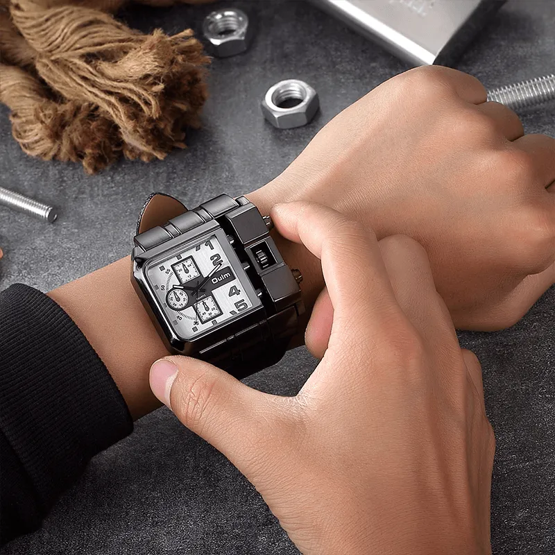 Luxury Square Dial Wide Strap Wristwatch / Fashion Quartz Watch with Unique Design