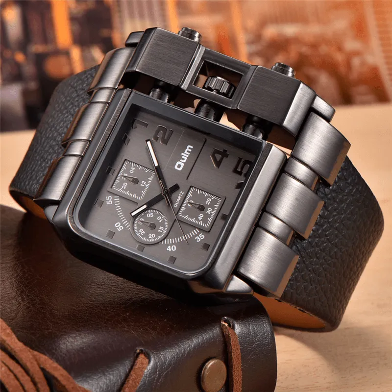 Luxury Square Dial Wide Strap Wristwatch / Fashion Quartz Watch with Unique Design