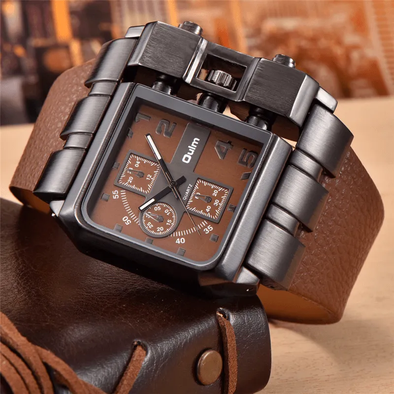 Luxury Square Dial Wide Strap Wristwatch / Fashion Quartz Watch with Unique Design