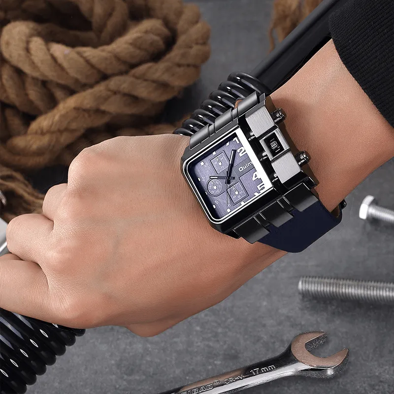 Luxury Square Dial Wide Strap Wristwatch / Fashion Quartz Watch with Unique Design