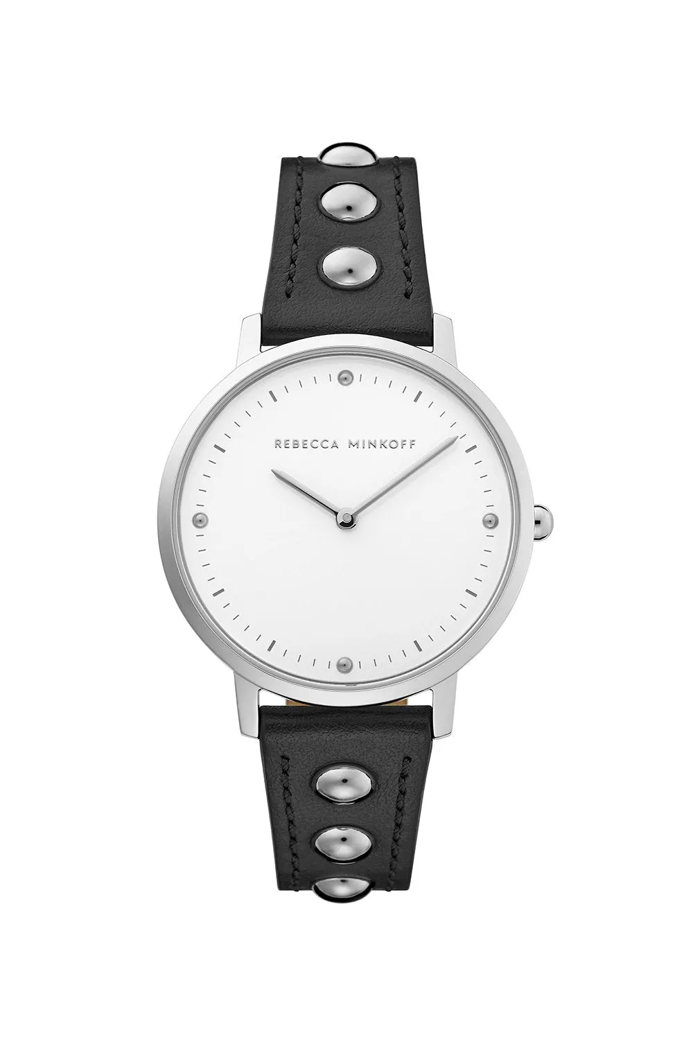 Major Silver Tone Black Strap Watch, 35mm