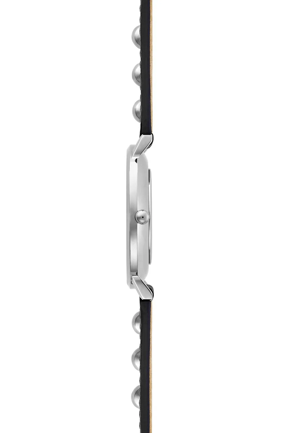 Major Silver Tone Black Strap Watch, 35mm