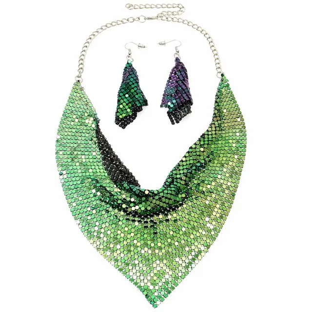 MANILAI Indian Jewelry Set Chic Style Shining Metal Slice Bib Choker Necklaces Earring Party / Wedding Fashion Jewelry Sets 2017
