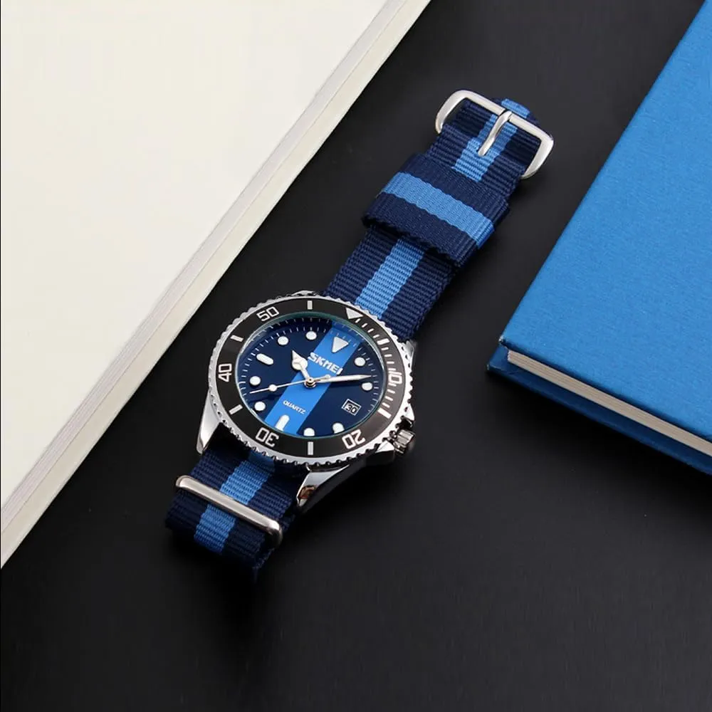 MASTOP Men's Quartz Watch Nylon Strap British Style Business Sports Date Display Waterproof Dress Watches Luminous Fashion Analog Casual Wristwatch