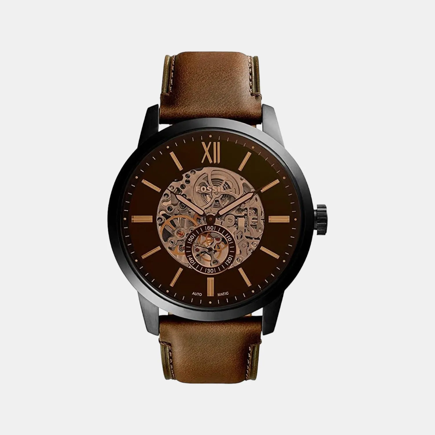 Men's Brown Analog Leather Automatic Watch ME3155