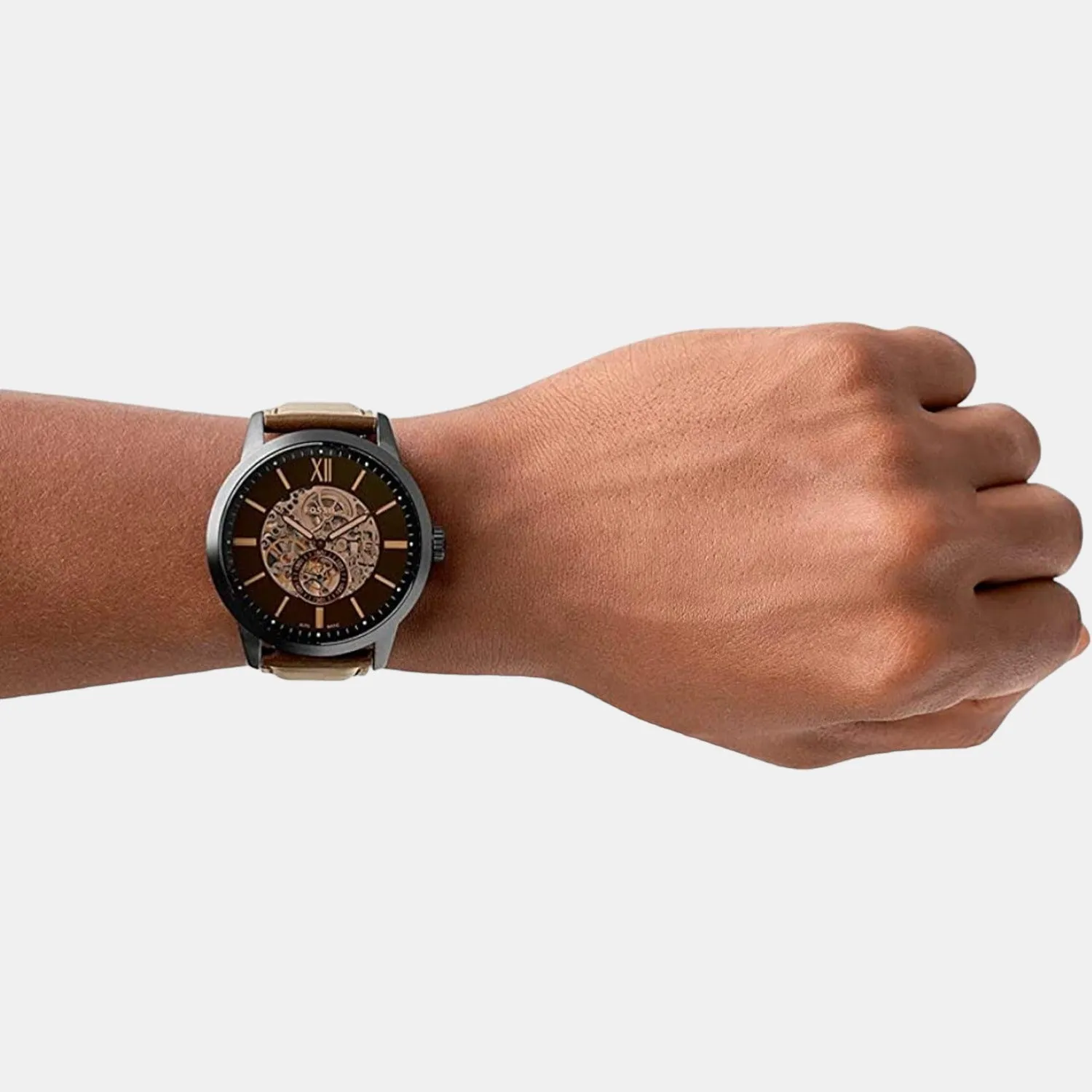 Men's Brown Analog Leather Automatic Watch ME3155