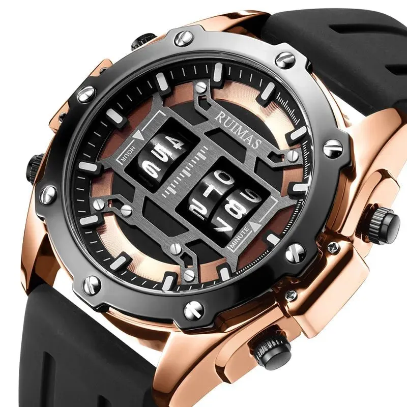 Mens Digital Quartz Watch – Waterproof Silicone Band, Military Design