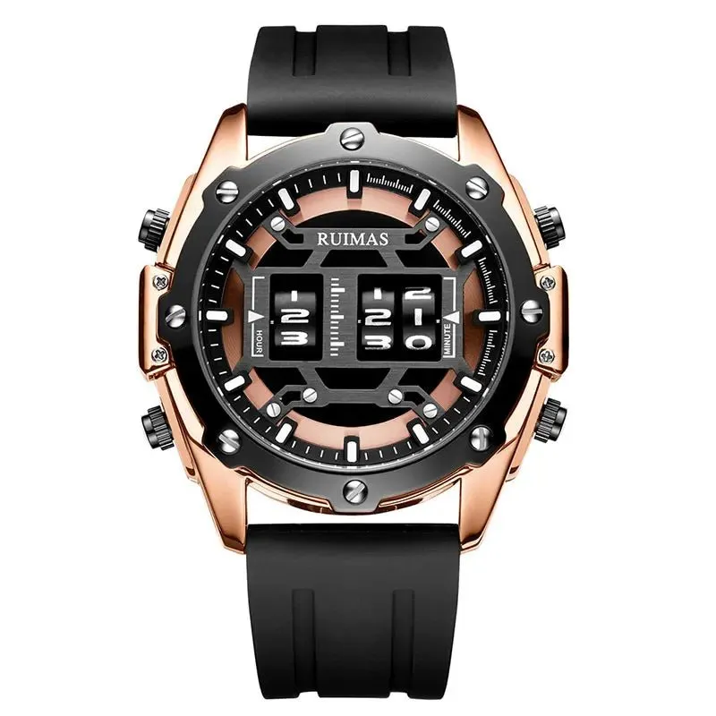 Mens Digital Quartz Watch – Waterproof Silicone Band, Military Design