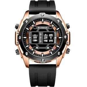 Mens Digital Quartz Watch – Waterproof Silicone Band, Military Design