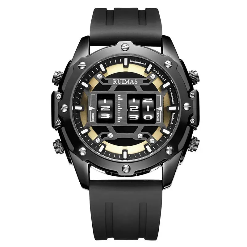 Mens Digital Quartz Watch – Waterproof Silicone Band, Military Design