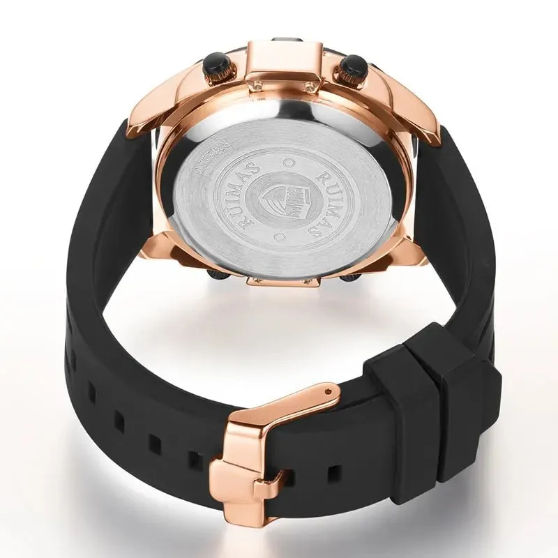 Mens Digital Quartz Watch – Waterproof Silicone Band, Military Design