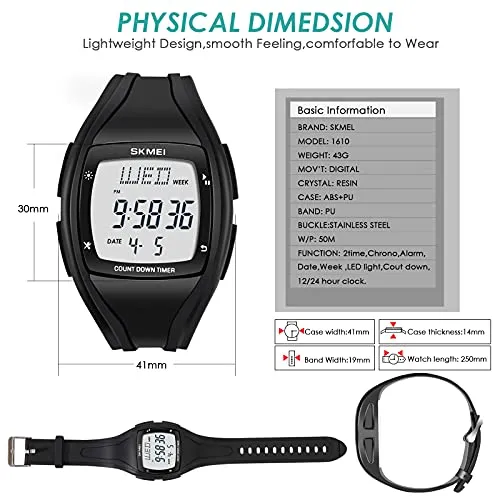 Mens Digital Sport Waterproof Wrist Watches