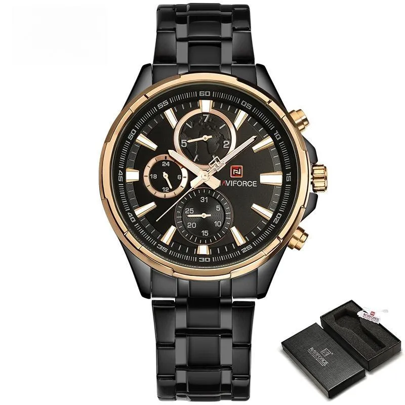 Mens Luxury Stainless Steel Watches Fashion Waterproof Wristwatch Classic Quartz Date Display Clock