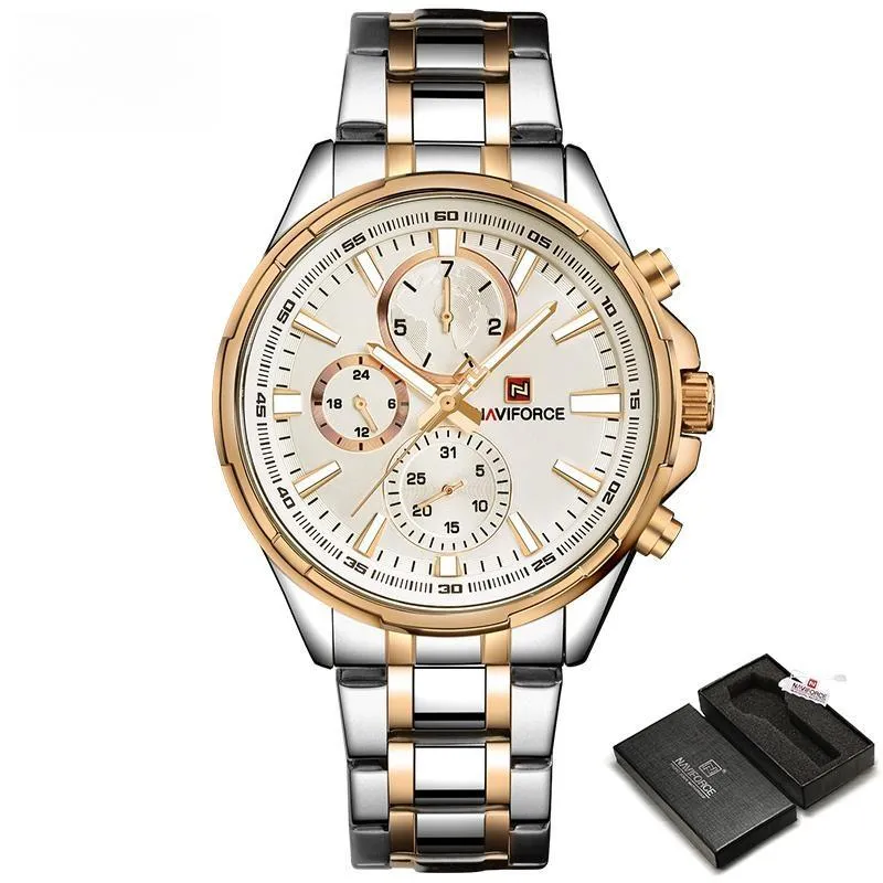 Mens Luxury Stainless Steel Watches Fashion Waterproof Wristwatch Classic Quartz Date Display Clock