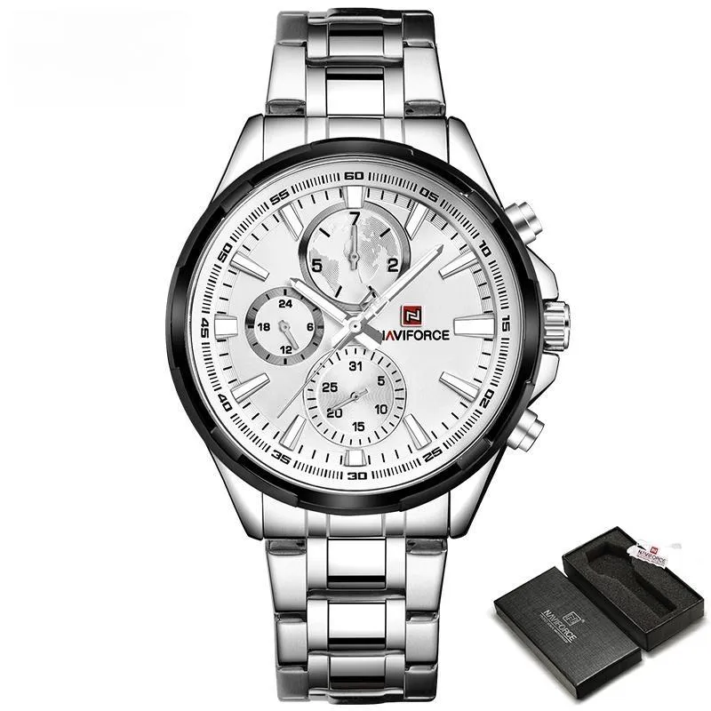Mens Luxury Stainless Steel Watches Fashion Waterproof Wristwatch Classic Quartz Date Display Clock