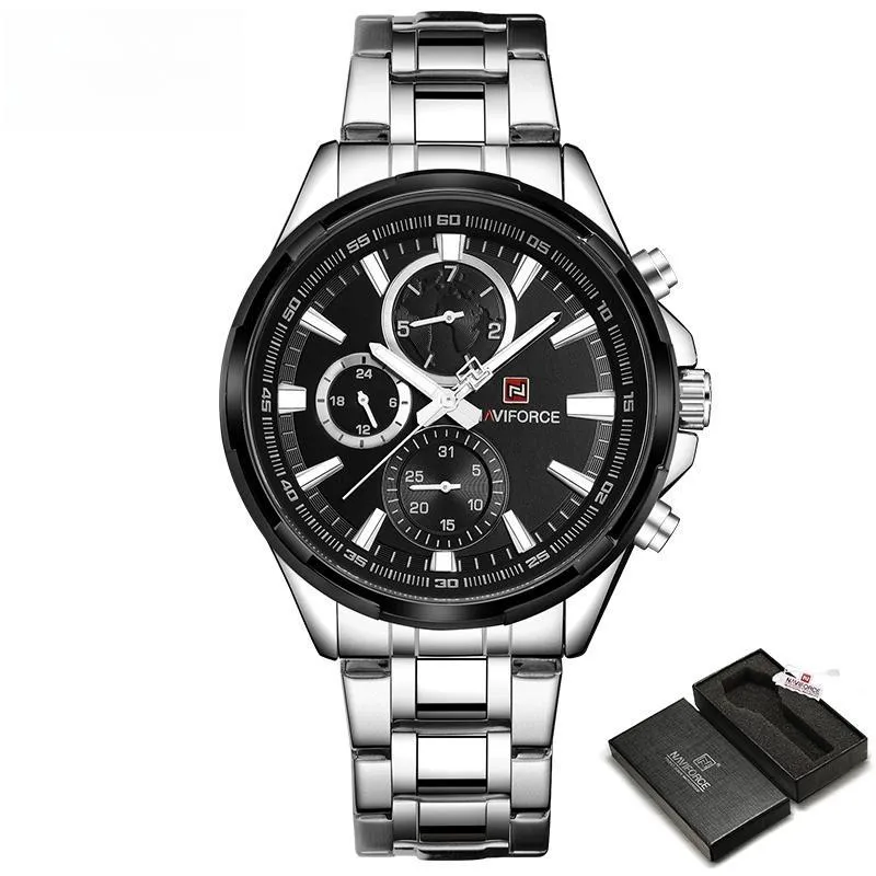 Mens Luxury Stainless Steel Watches Fashion Waterproof Wristwatch Classic Quartz Date Display Clock