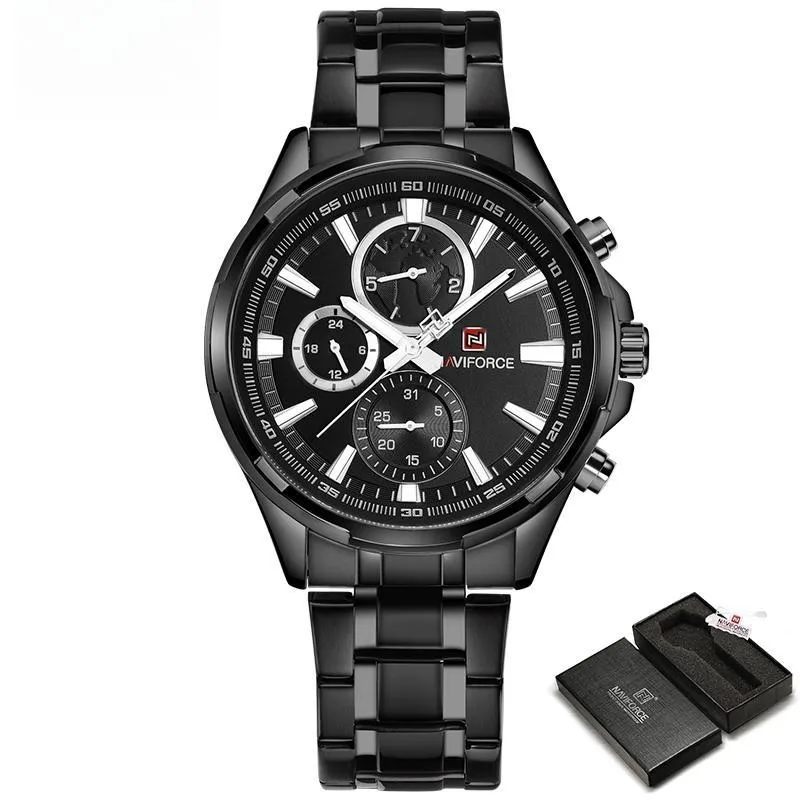 Mens Luxury Stainless Steel Watches Fashion Waterproof Wristwatch Classic Quartz Date Display Clock