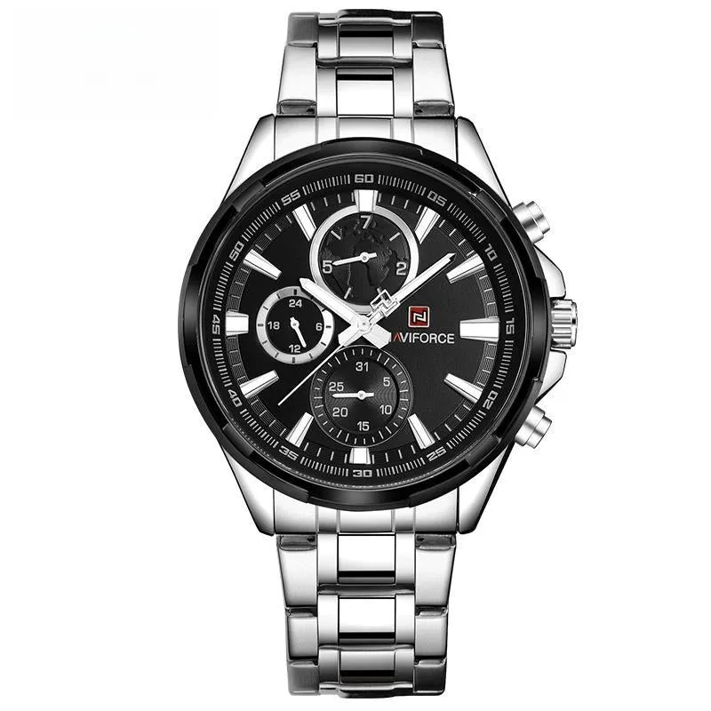 Mens Luxury Stainless Steel Watches Fashion Waterproof Wristwatch Classic Quartz Date Display Clock