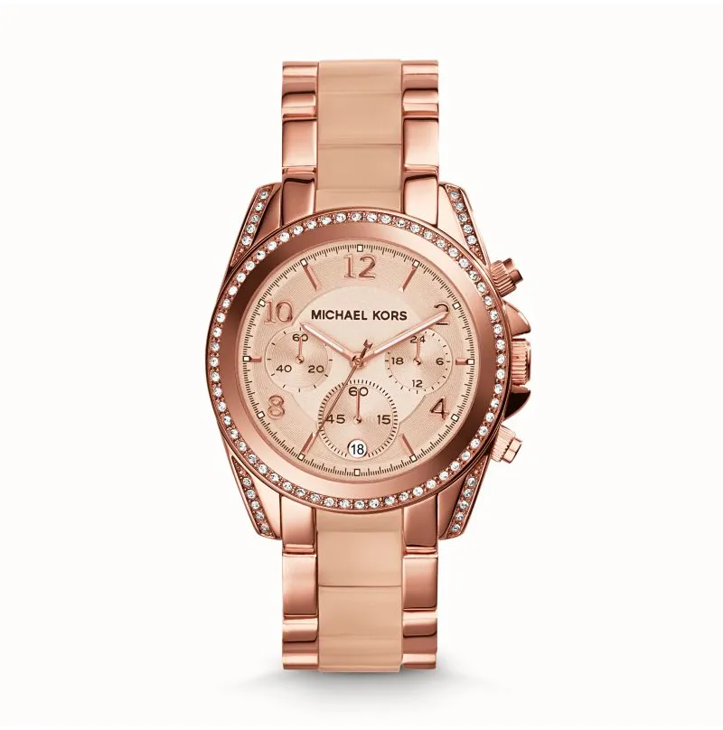 Michael Kors Women's Rose Gold-Tone Blair Glitz Watch MK5943