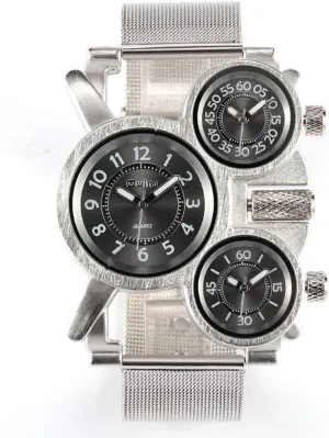 Military Watches with Three Movt Design and Stainless Steel Band