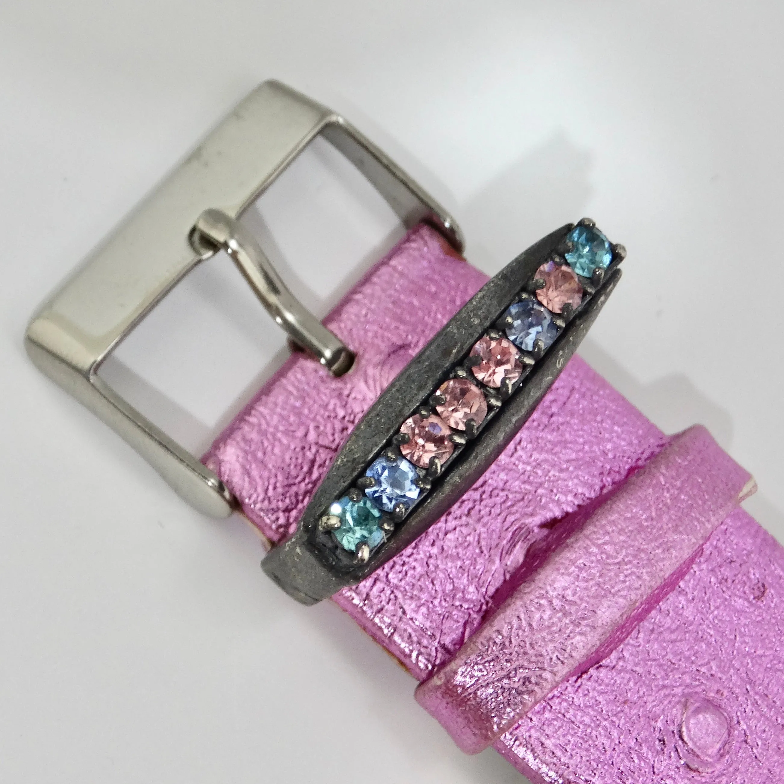 Moschino 1980s Pink Crystal Watch