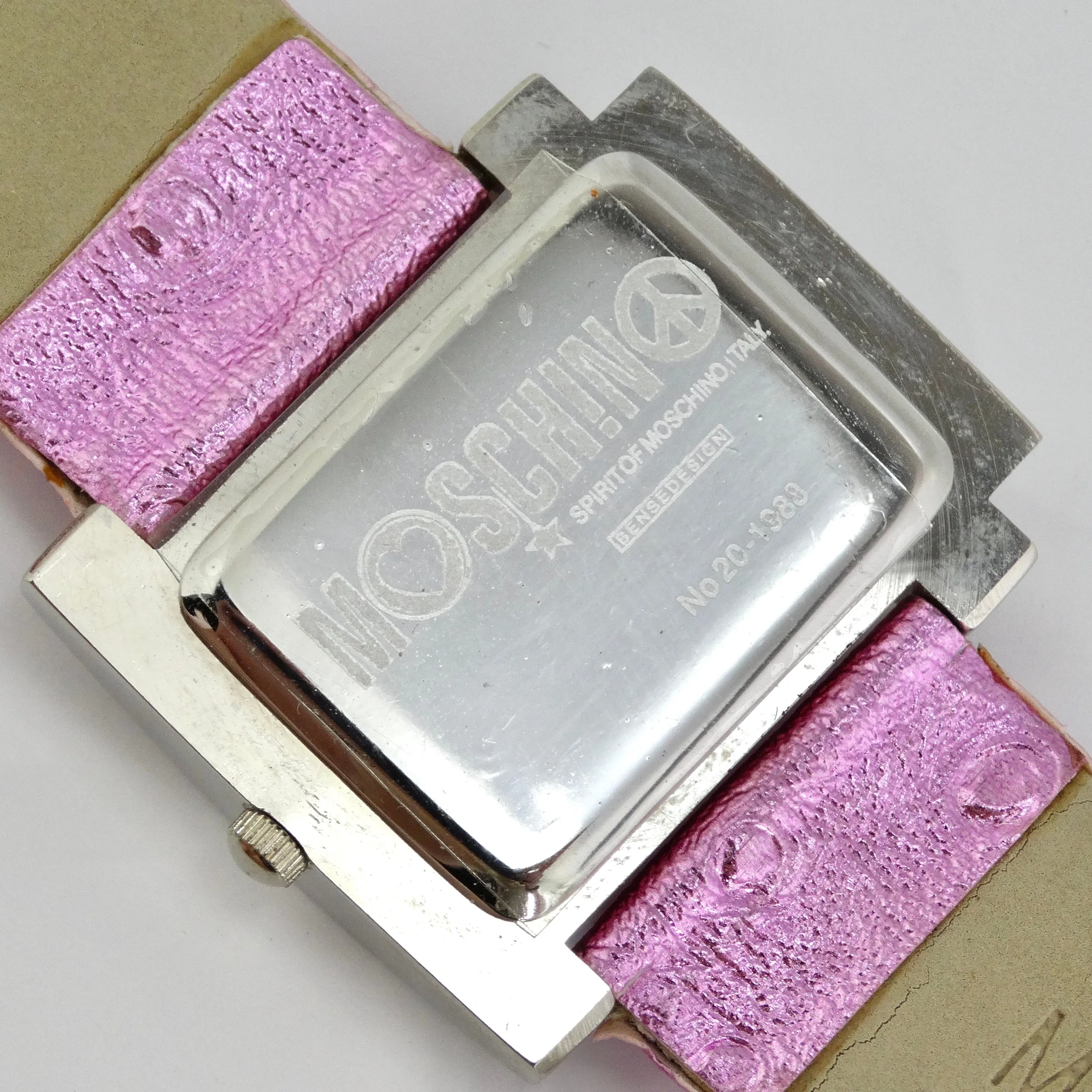 Moschino 1980s Pink Crystal Watch