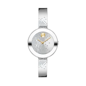 Movado BOLD with 28MM Grey Round Dial and Stainless Steel Bangle Bracelet. 3600925