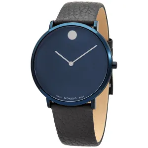 Movado Modern 47 Ultra Slim Quartz Blue Museum Dial Men's Watch 0607333