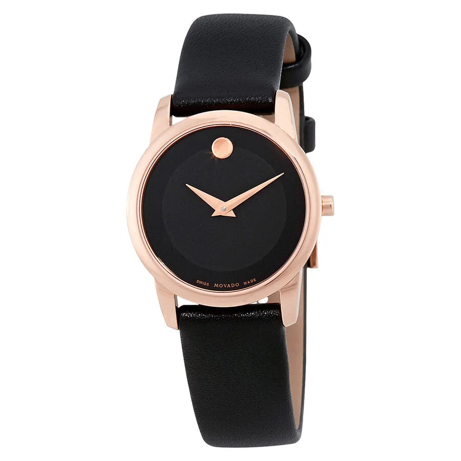 Movado Museum Classic Rose Gold-tone Black Dial Ladies Watch 0607079