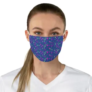 Navy Blue Pink Hearts Face Mask, Fun Adult Heart Pattern Fabric Face Mask-Made in USA