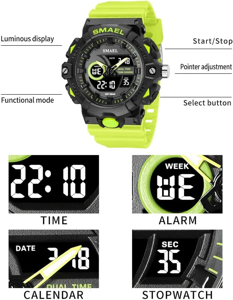 New Sport Watch for Man Dual Time Watch for Men Shock Resistant LED Digital Watch Military 8081 Quality Mens Sports Watches