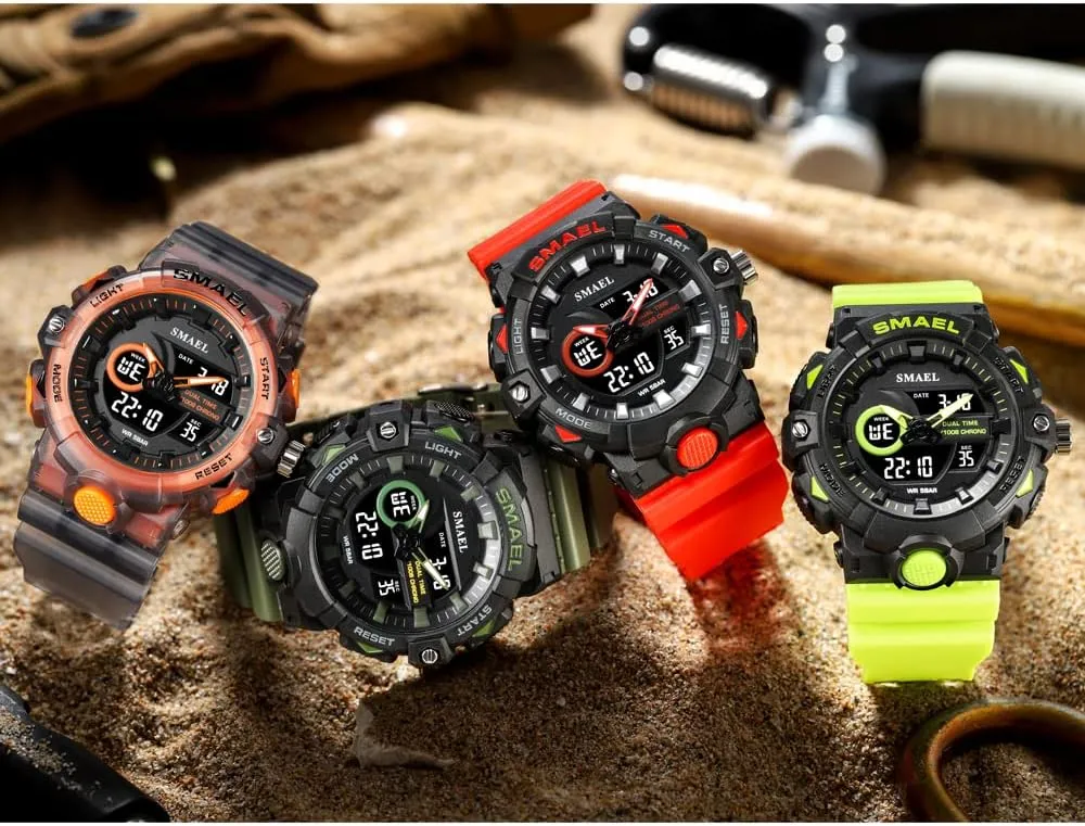 New Sport Watch for Man Dual Time Watch for Men Shock Resistant LED Digital Watch Military 8081 Quality Mens Sports Watches