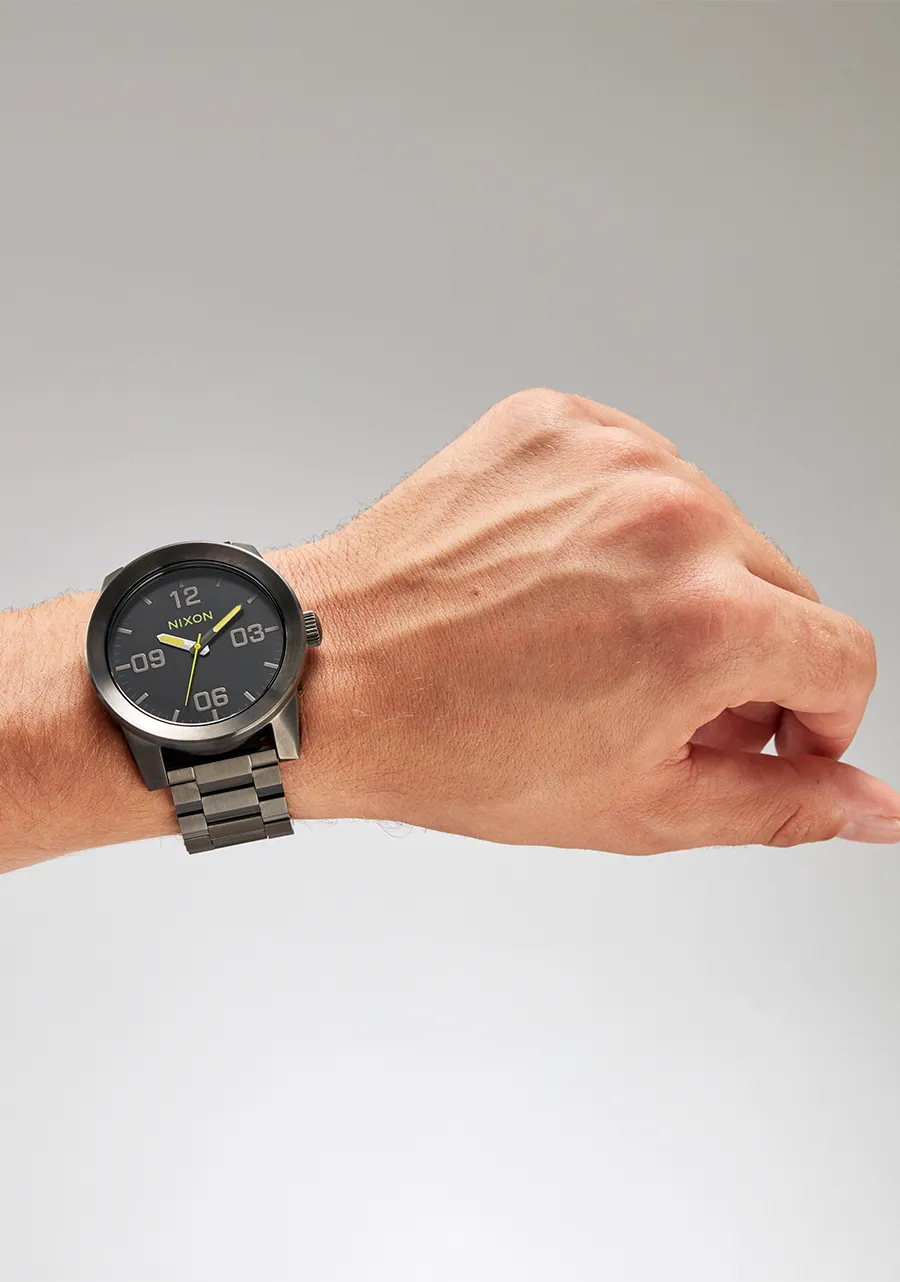 Nixon Corporal Stainless Steel Watch - Black Gunmetal Lime
