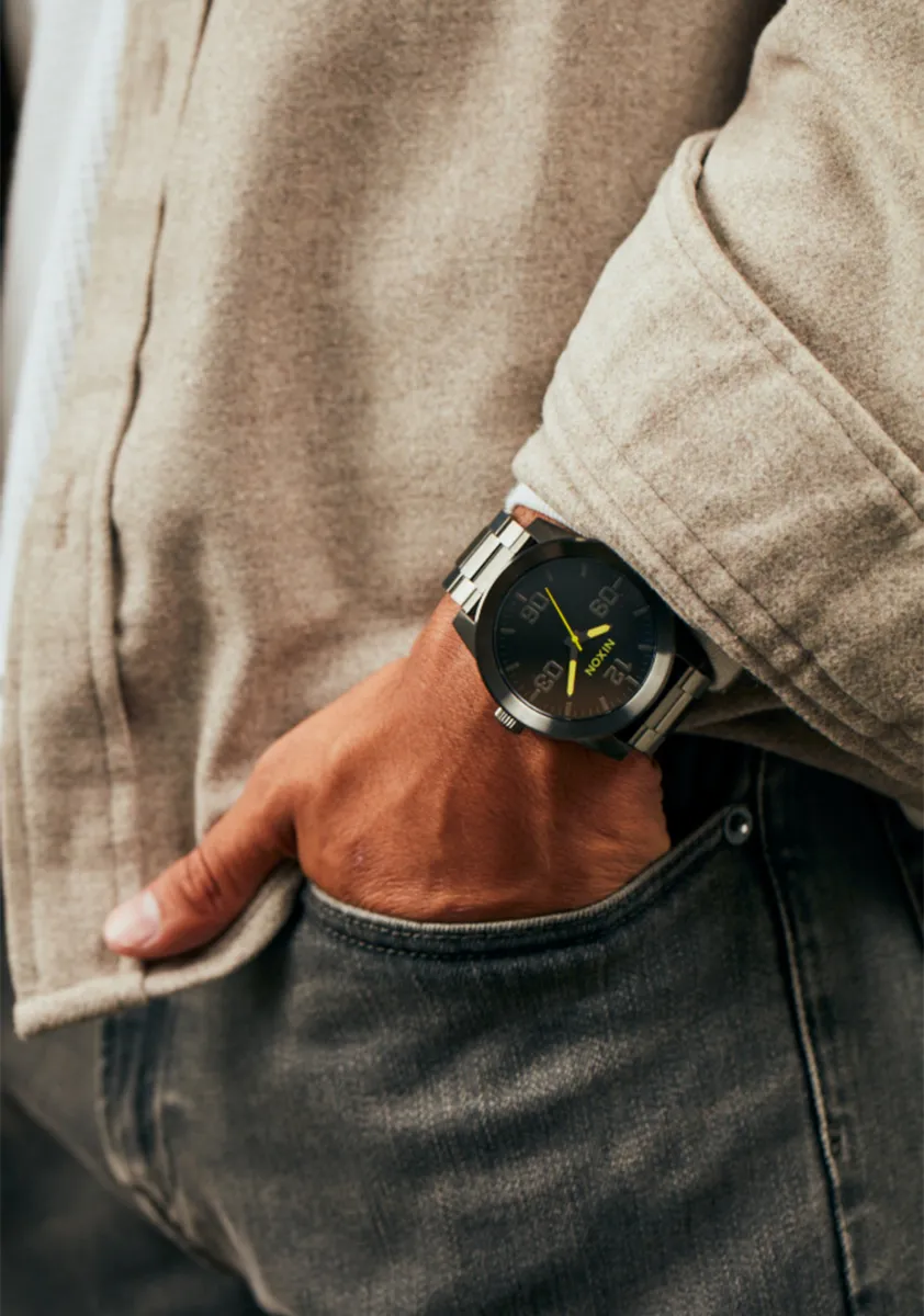 Nixon Corporal Stainless Steel Watch - Black Gunmetal Lime