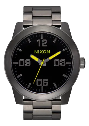 Nixon Corporal Stainless Steel Watch - Black Gunmetal Lime