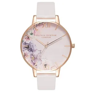 Olivia Burton Rose Gold Plated Watercolour Florals Pink Strap Watch