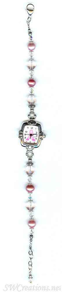 Pink Pearl Breast Cancer Awareness Watch