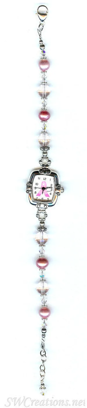 Pink Pearl Breast Cancer Awareness Watch