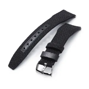 Q.R. Pilot watch strap 20mm or 22mm Revive Watch Band in Black
