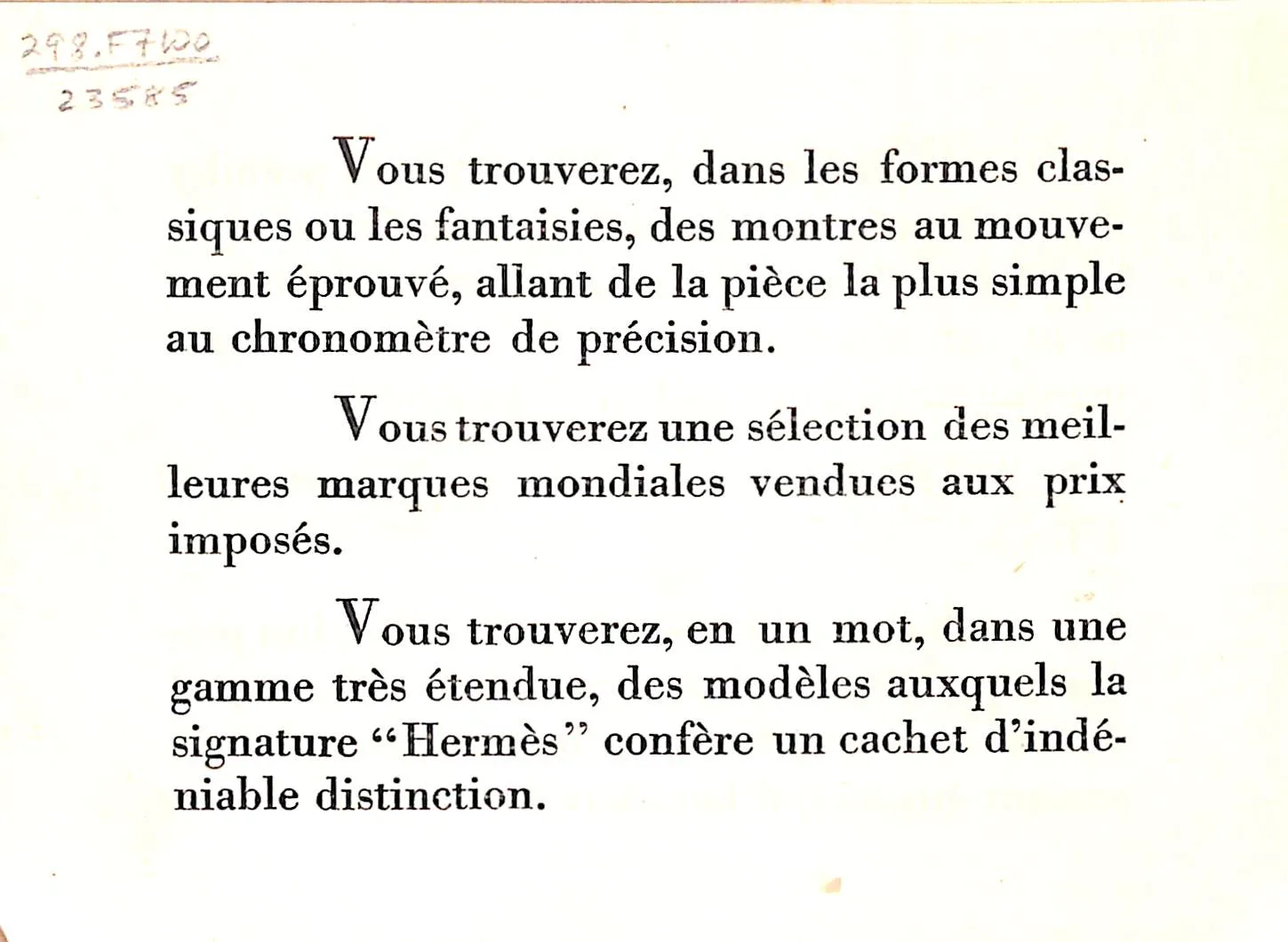 "La Montre Chez Hermes" 1931